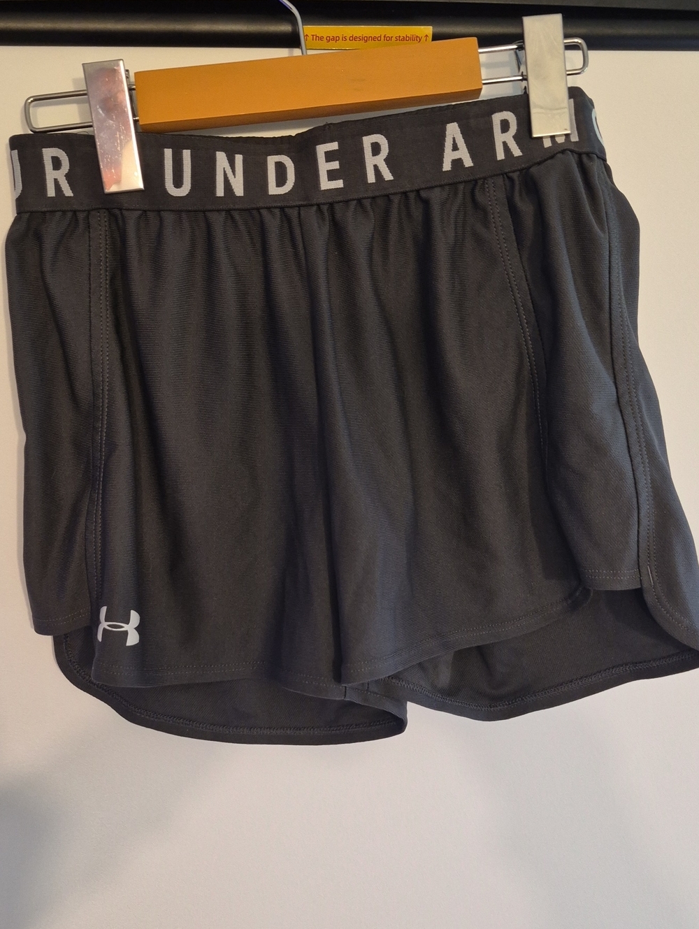 Under Armour Women's Dark Gray Athletic Shorts with Branded Waistband